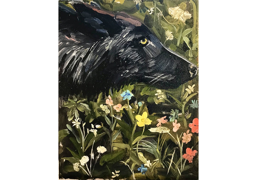 Holly Hudson • Black Dog with Wildflowers