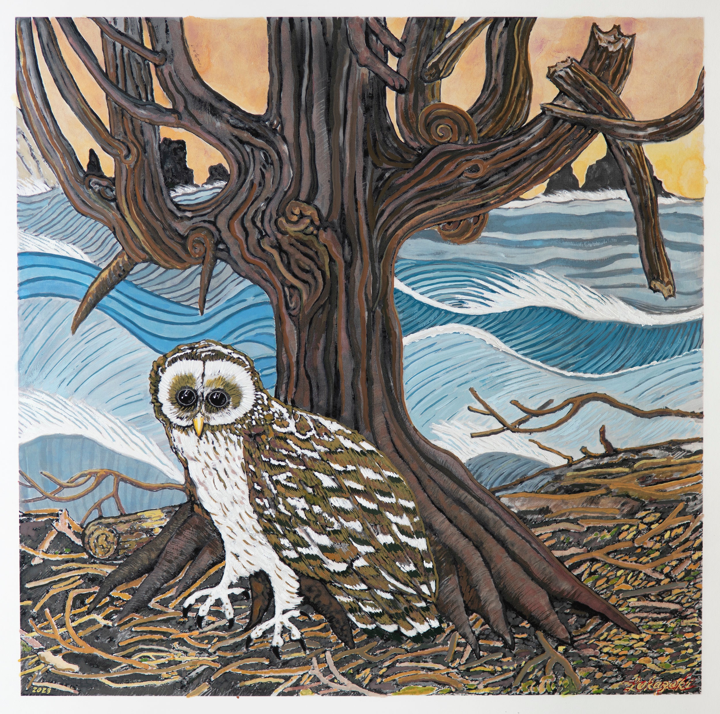 Fowl Play • Linda Okazaki | Mr. Owl at Grandfather Tree